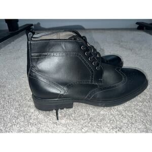 Arkbird black men's leather wingtip oxford dress boots